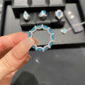 wholesale S925 metal new jewelry full diamond ring, artificial red zirconia ring, aquamarine row ring necklace for women-0-1