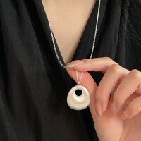 wholesale S925 Sterling Silver Korean Version Heng-style Brushed Dun Dun Necklace for Women, Ethereal and Minimalist Style, Versatile Collarbone Chain-Sterling silver