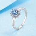 wholesale PT950 plated S925 sterling silver blue moissanite ring for women, pigeon egg size, European and American vintage style, live streaming hit-0-2