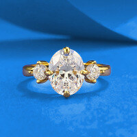 wholesale Metal: S925 Silver Gold Plated Zhu Zhifan Jewelry New 7*9 Oval High Carbon Diamond Ring Cross-Border One-Click Dropshipping-R1241 Gold Egg-Shaped Ring  Size 9