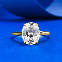 wholesale S925 Silver Mo Jing Jewelry 8*10mm Oval Solitaire Daily Fashion Personality Style-R1344 Gold Oval Ring  Size 6
