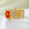 wholesale S925 Silver Jewelry 5*7 Oval Sunset Orange High Carbon Diamond Ring Simulated Diamond Ring Women's-0-1
