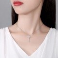 wholesale S925 Sterling Silver Romantic Four-Leaf Clover Key Flower Full Diamond Necklace, Unique Niche Design Pendant Collarbone Chain Jewelry-0-3