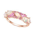 wholesale Rose gold plated S925 sterling silver with natural African opal ring, high-end luxury colored gemstone ring-0-4