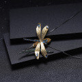 wholesale S925 Sterling Silver Designer Brooch Pendant Two-Way Dragonfly Design High-End Natural Topaz Necklace Pendant-0-3