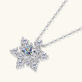 wholesale S925 Sterling Silver New Ins Style Snowflake Moissanite Necklace for Women, High-End Sense Pendant, Versatile Collarbone Chain-0-1