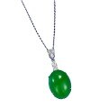 wholesale S925 silver with new Mù Jǐng jewelry emerald-green emperor green cabochon pendant green chalcedony necklace adjustable-0-4