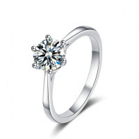 925 Silver Moissanite Ring for Women, Classic Proposal Design, Cross-border Supply-1 carat (simulated diamond)  10 yards