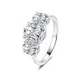Sterling Silver Egg-Shaped Three-Life Stone Ring with Moissanite-0-3