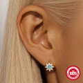 wholesale S925 silver blue opal teardrop zirconia ear hoops with French style and premium elegance-0-1