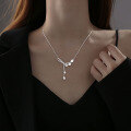 wholesale 990 Sterling Silver Calla Lily Tassel Set Necklace for Girlfriend, Pendant, Versatile Choker Jewelry-0-3