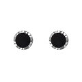 wholesale S925 silver filigree edge round synthetic black onyx ear studs minimalist elegant fashion earrings M00974-0-4