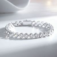 Sterling Silver Bubble Bracelet with Yellow Diamonds, Unisex Cuban Chain Wholesale.-Silver - SL020  19CM