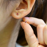 wholesale S925 Sterling Silver Overall Red Elk Stud Earrings for Ear Piercing, Stylish and Versatile Heart Design for Daily Wear-BE0194-Gold-Redstone