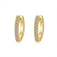 18K Gold Plated S925 Silver Moissanite Straight Stud Earrings-Inlaid with moissanite  925 silver