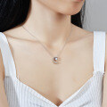 925 Sterling Silver Pendant with 05ct Moissanite Necklace, Classic Moon Design-0-0