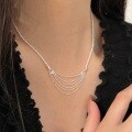 wholesale S925 Sterling Silver Shimmering Wave Tassel Necklace for Women, Summer New Arrival, Elegant Light Luxury Internet-Famous Hit-0-2