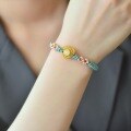 wholesale Gold-plated 925 Sterling Silver with Hetian Jade Inlaid Rabbit Zodiac Flower DIY Hand-Braided Bracelet for Women-0-6