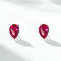 S925 Sterling Silver Waterdrop Red Agate Zircon Green Nano Earrings-0-6