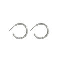 wholesale S925 Sterling Silver Korean-style student earrings, ins minimalist lightweight luxury gold and silver foil texture geometric circle ring earrings for women-0-4
