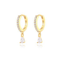 wholesale Brass Luxury High-end Crystal-embellished Colored Teardrop Ear Cuffs,ins。-Gold-White Diamond