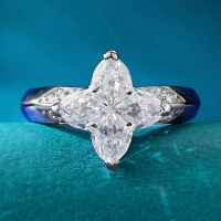 wholesale S925 Silver Four-Corner Fancy Shape High Carbon Diamond Ring for Women, Zhuo Zhifan Jewelry New Product, Cross-Border E-Commerce Wholesale-R751 White Diamond No. 6