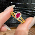 wholesale S925 Sterling Silver 4*6 Red Garnet Ring for Women, Ins Style, Minimalist, Versatile, Cross-Border-0-0