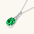 wholesale S925 Sterling Silver Cross-Border Vintage Fashion Emerald Necklace for Women, Light Luxury Niche Eiffel Tower Oval Pendant Collarbone Chain-0-1
