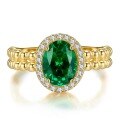 wholesale S925 Sterling Silver New Style Simulated 2-Carat Emerald Ring with High Carbon Diamonds, Unique Design and Elegant-0-5