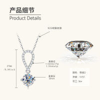 925 Sterling Silver D Color Moissanite Geometric Drop Pendant Necklace-Teardrop Geometric Necklace [White Gold]  925 Silver