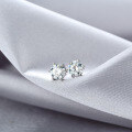 wholesale 925 Sterling Silver Moissanite Stud Earrings, Unisex Hip-Hop 1 Carat Six-Prong Earrings, High-End Single Diamond Earrings-0-0