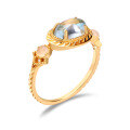 wholesale S925 silver Japanese-style light jewelry retro royal fashion elegant oval blue topaz chalcedony ring for women-0-5