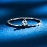 S925 Sterling Silver Two-Way Wear Single Moissanite Ring, Women's Fashion Minimalist Design-Set with 0.1CT moissanite  No. 9