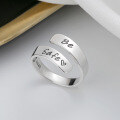 wholesale S925 Sterling Silver Double Layer Creative English Letter Adjustable Ring, Korean Style Fresh and Sweet Index Finger Ring-0-2