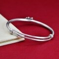 wholesale 999 Silver Lucky Cat Auspicious Cloud Bracelet for Women, Pure Silver New Chinese-style Youthful Adjustable Antique Artisan Bangle-0-3