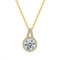 14K Gold Plated 925 Silver Moissanite Pendant Necklace for Women Cross-border Supply-0-3
