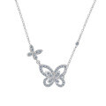 Sterling Silver Phantom Butterfly Necklace, Dainty Diamond, Fashionable and Versatile Gift for Girlfriend-0-4