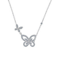 Sterling Silver Phantom Butterfly Necklace, Dainty Diamond, Fashionable and Versatile Gift for Girlfriend-S925 Sterling Silver + Zircon  925 Silver