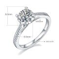 wholesale 925 Sterling Silver Cross-Border Simulated Diamond Moissanite Ring for Women, Luxury 1-Carat Engagement Wedding Ring, Factory Direct Supply-0-3