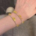 wholesale 925 Sterling Silver Wealth Bead Yellow Diamond Starry Sky Bracelet Sparkling Ethereal Galaxy Glitter Pull-Type Jewelry-0-2
