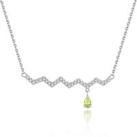 wholesale 925 Sterling Silver Wave Gemstone Necklace for Women, Versatile and High-End, Non-Tarnishing, Natural Colored Gemstone Necklace for Cross-Border Live Streaming-Wave Natural Peridot Necklace