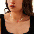 wholesale S925 Sterling Silver Blade Necklace Women's Korean Style Choker Necklace Jewelry Best-Seller Wholesale-0-1