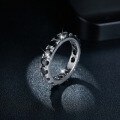 wholesale S925 silver gold-plated unisex 4mm round black moissanite full-circle hip-hop style ring-0-3