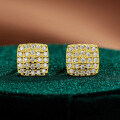 S925 Silver Moissanite Stud Earrings Hip-Hop Square Rhombus Sugar-0-0