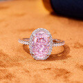 wholesale S925 Sterling Silver Pink Oval Cut Zircon Stone Ring Pink Diamond Ring Wholesale and Drop Shipping-0-0