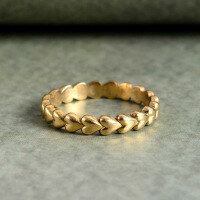 wholesale S925 sterling silver vintage distressed heart ring for women, French-style cute sweet foodie finger ring, high-end feeling band-BZ0677-Gold>US size 7