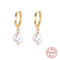 wholesale S925 Sterling Silver Baroque Pearl Ear Cuff, Elegant and Classic Cross-Border Bestseller-gold