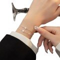 wholesale S925 silver new double-layer heart bracelet for women, personalized and elegant, simple forest-style fresh accessory, suitable for gifting to girlfriends or best friends-0-4