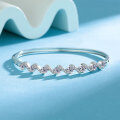 S925 Silver Moissanite Bracelet with 950 Platinum Plated Wave Design and Push Clasp-0-0