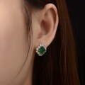 wholesale Metal material first, the new 2-carat synthetic emerald vintage square 7*7 earrings with full diamondluxury earrings-0-1